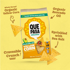 Que Pasa Organic Avocado Oil Yellow Corn Tortilla Chips