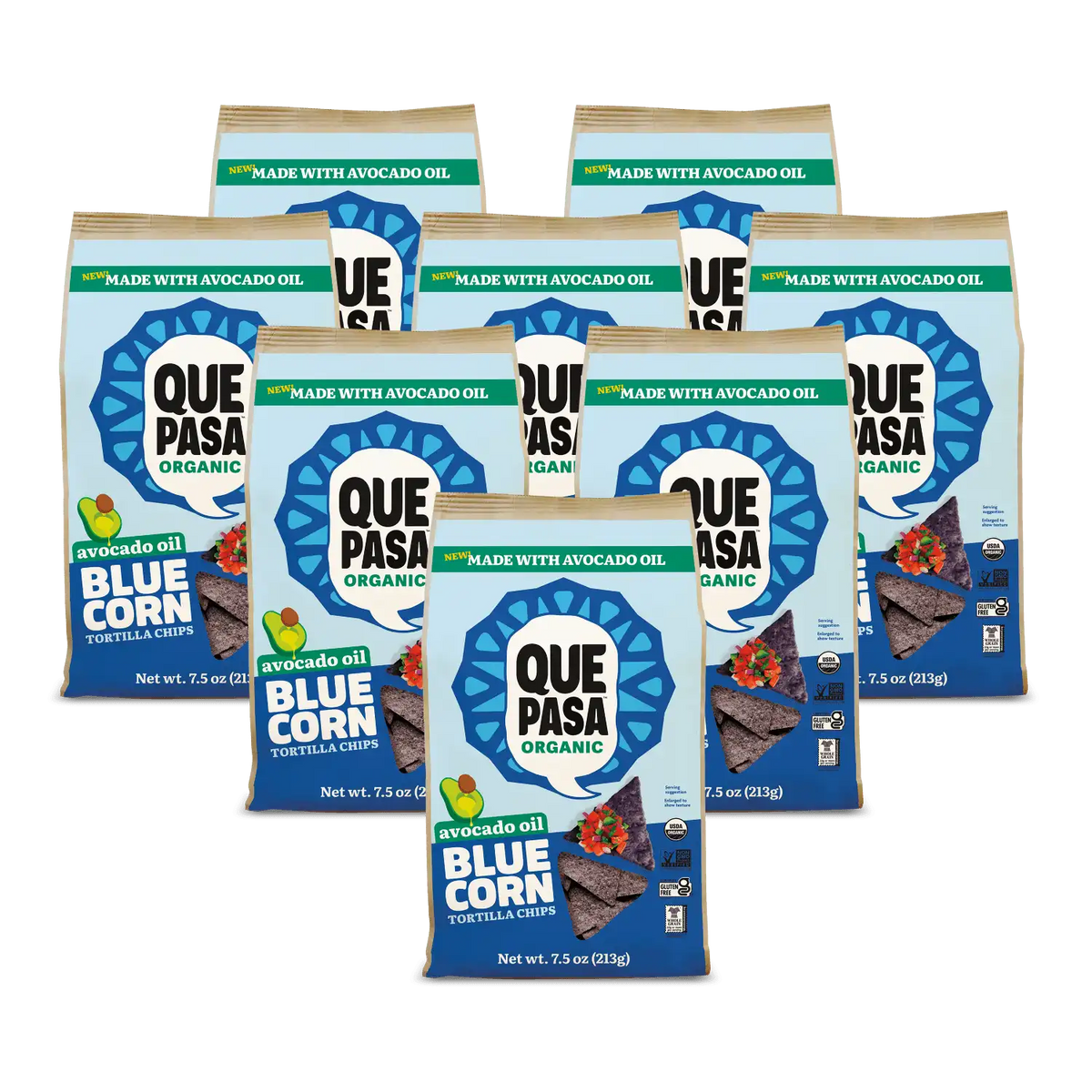 Que Pasa Organic Avocado Oil Blue Corn Tortilla Chips