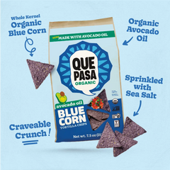 Que Pasa Organic Avocado Oil Blue Corn Tortilla Chips