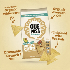 Que Pasa Organic Avocado Oil White Corn Tortilla Chips