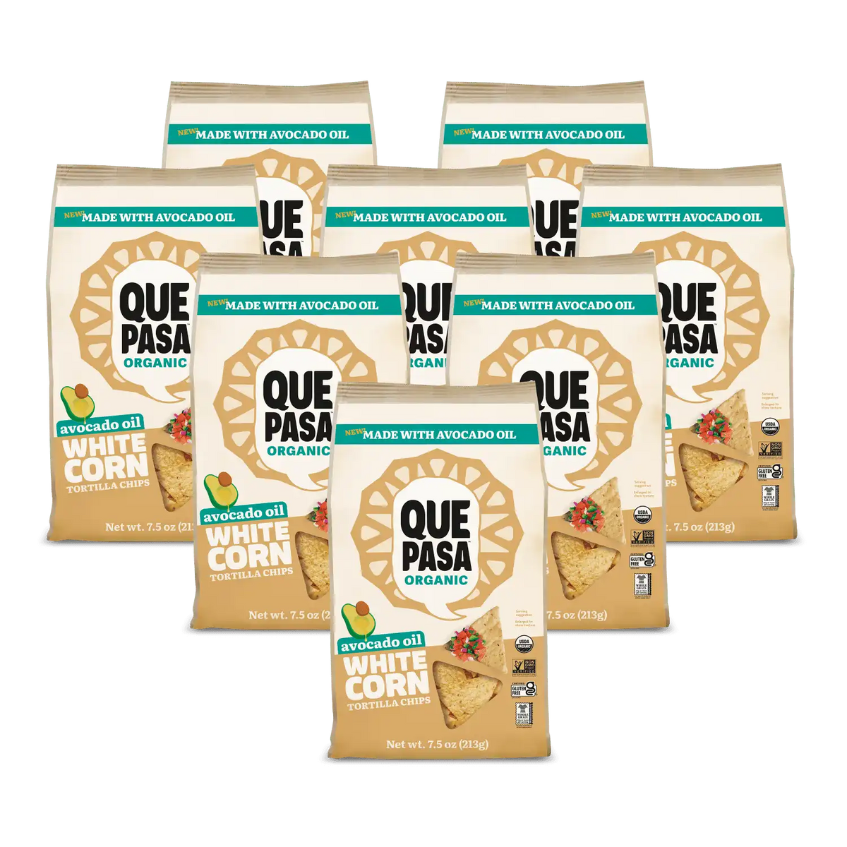 Que Pasa Organic Avocado Oil White Corn Tortilla Chips