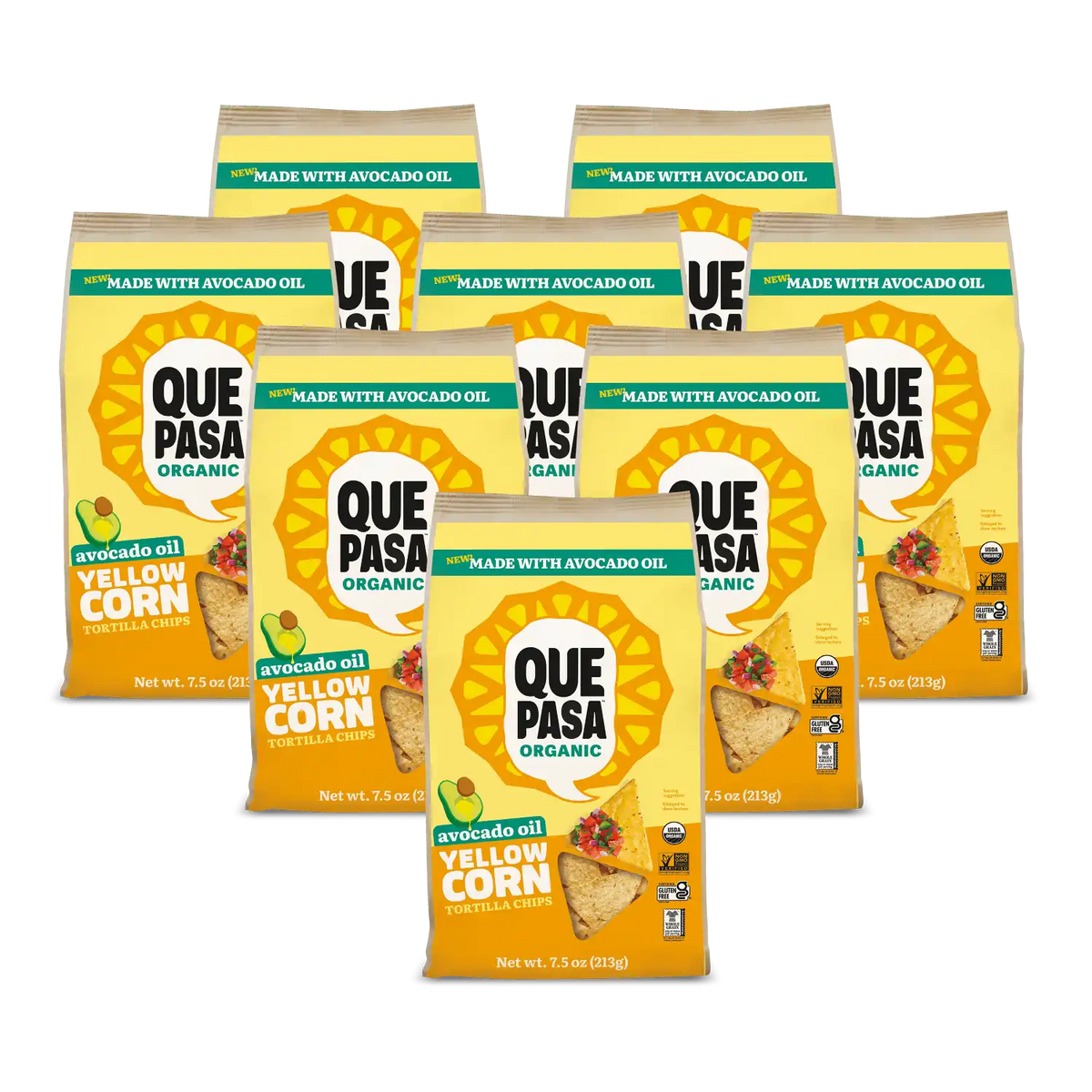Que Pasa Organic Avocado Oil Yellow Corn Tortilla Chips