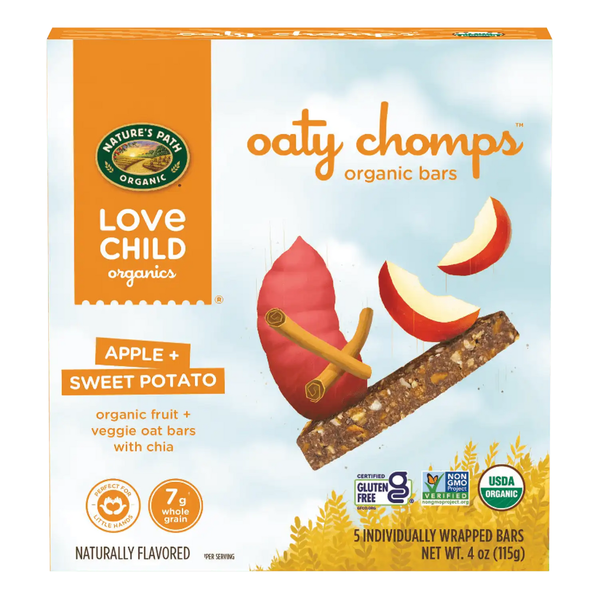 Love Child Organics Oaty Chomps Apple + Sweet Potato Gluten Free Snack Bars