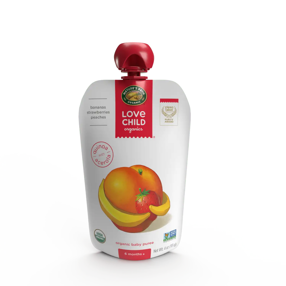 Love Child Organics Superblends Bananas, Strawberries + Peaches Puree